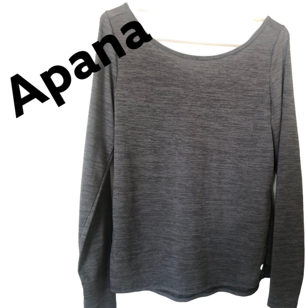 Apana Long Sleeve Strappy Back Top Gray M